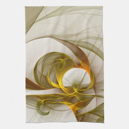 Modern Abstract Precious Metal Colors Fractal Geschirrtuch (Vertikal)