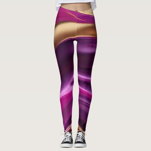Modern Abstract-Purple Pink and Gold- Leggings (Vorderseite)