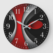 Modern abstract red white black contemporary art große wanduhr (Vorderseite)