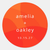 Modern Abstract Shapes Orange Bold Custom Wedding Runder Aufkleber (Vorderseite)