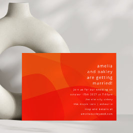 Modern Abstract Shapes Orange Bold Unique Wedding Einladung