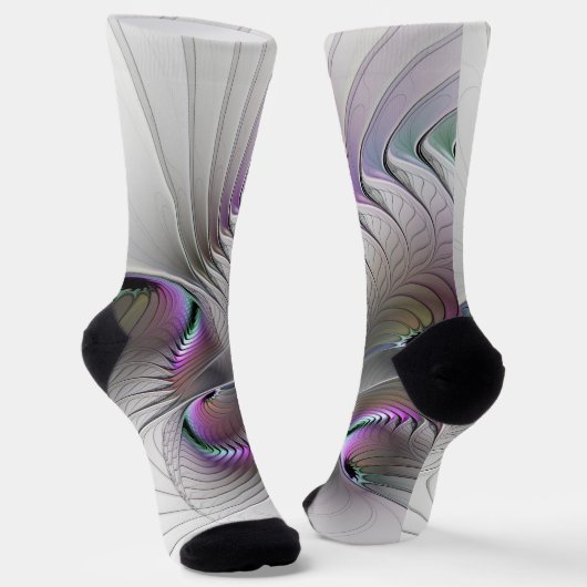 Modern Abstract Shy Fantasy Figure Fractal Art Socken (Gewinkelt)