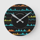 Modern Abstract Sound Wave Pattern Personalized Runde Wanduhr (Vorderseite)