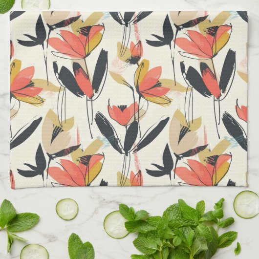 Modern Abstract Spring Floral Kitchen Towels Geschirrtuch (Gefaltet)