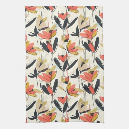 Modern Abstract Spring Floral Kitchen Towels Geschirrtuch (Vertikal)