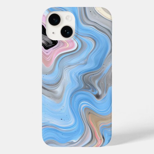 Modern Abstract Swirls Phone Case - Blue Pink Gold (Rückseite)
