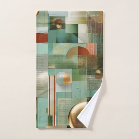Modern Abstract Teal Green Gold Pattern Badhandtuch Set (Handtuch)