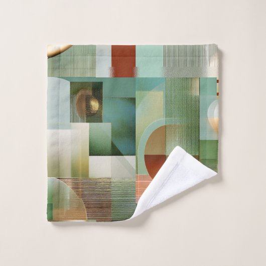 Modern Abstract Teal Green Gold Pattern Badhandtuch Set (Waschlappen)