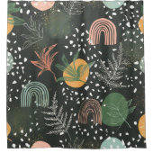 Modern Abstract Terrazzo & Botanical Collage  Duschvorhang (Vorderseite)