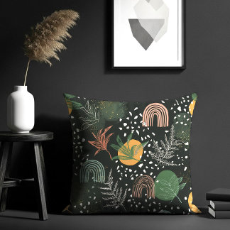 Modern Abstract Terrazzo & Botanical Collage Kissen