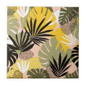 Modern Abstract Tropical Leaves & Polka Dots  Fliese (Vorderseite)