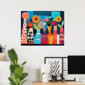 Modern Abstract Vase of Flowers Poster (Heimbüro)