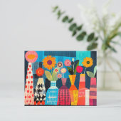 Modern Abstract Vase of Flowers Postkarte (Stehend Vorderseite)
