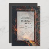 Modern Abstract Volcanic Magma Gilded Wedding Einladung (Vorne/Hinten)