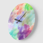 Modern Abstract Watercolor Clouds Colorful Pastel Große Wanduhr (Winkel)
