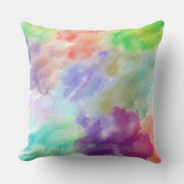 Modern Abstract Watercolor Clouds Colorful Pastel Kissen