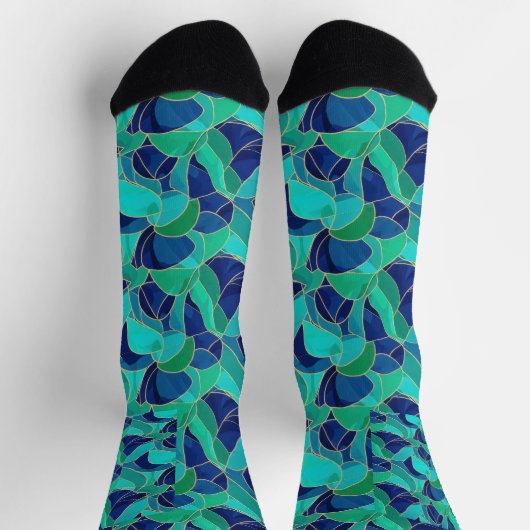 Modern Abstract Waves Seamless Pattern Socken (Oben)