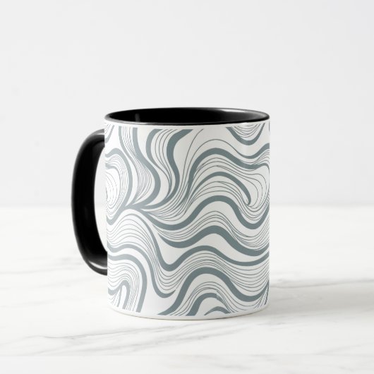 Modern Abstract Wavy Lines Mug Tasse (Vorderseite Links)