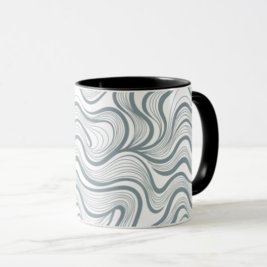Modern Abstract Wavy Lines Mug Tasse (VorderseiteRechts)