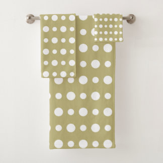 Modern Abstract White Polka Dots on Beige Badhandtuch Set