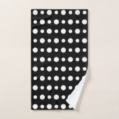 Modern Abstract White Polka Dots on Black Badhandtuch Set (Handtuch)