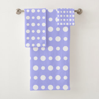 Modern Abstract White Polka Dots on Light Blue Badhandtuch Set