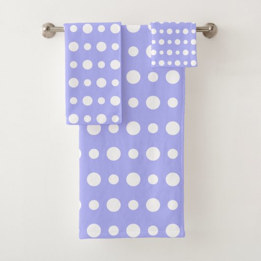 Modern Abstract White Polka Dots on Light Blue Badhandtuch Set (Insitu)