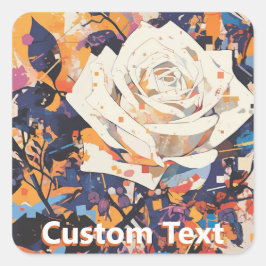 Modern Abstract White Rose Custom Quadratischer Aufkleber