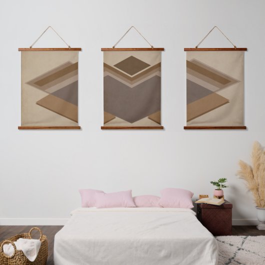 Modern Abstract Wood Art Set Wandteppich Mit Holzrahmen (Schlafzimmer)