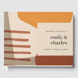 MODERN ABSTRACT YELLOW TERRACOTTA ARTISTIC WEDDING GÄSTEBUCH