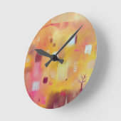 Modern Abstract Yellow Watercolor Runde Wanduhr (Winkel)
