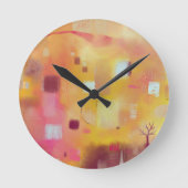 Modern Abstract Yellow Watercolor Runde Wanduhr (Vorderseite)