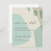 MODERN ABSTRAKT AQUA BLAUE KÜNSTLER SAVE THE DATE ANKÜNDIGUNGSPOSTKARTE (Vorne/Hinten)