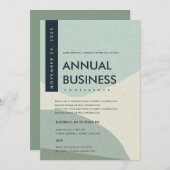 MODERN ABSTRAKT ART AQUA BLAUE KONFERENZ EINLADUNG (Vorne/Hinten)