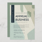 MODERN ABSTRAKT ART AQUA BLAUE KONFERENZ EINLADUNG (Vorne/Hinten)