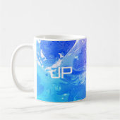 Modern Abstrakt Art Blue Lila Template Monogram Kaffeetasse (Links)