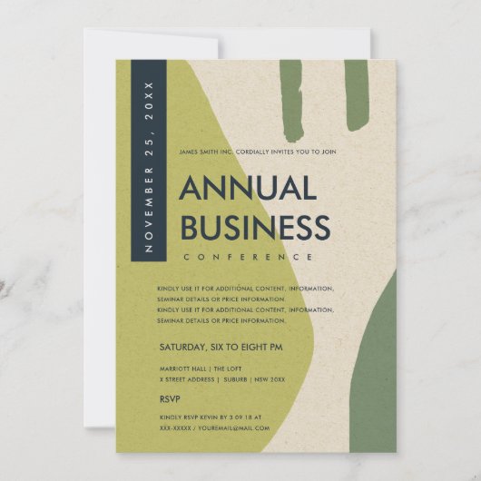 MODERN ABSTRAKT ART LIME GREEN CONFERENCE EVENT EINLADUNG (Vorderseite)