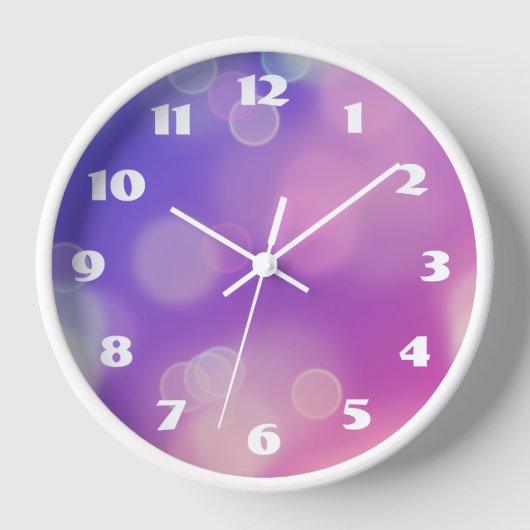 Modern Abstrakt Blue Lila Gradient Bokeh Uhr (Vorderseite)