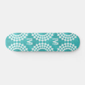 Modern Abstrakt Blue White Monogram Skateboard (Horizontal)