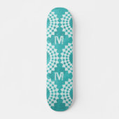 Modern Abstrakt Blue White Monogram Skateboard (Vorne)