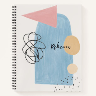 Modern Abstrakt Blush Pink Blue Shapes Monogram Notizblock