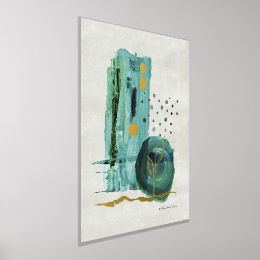 Modern Abstrakt Boho Style Green n Gold Aquarell Foliendrucke (Ablage )