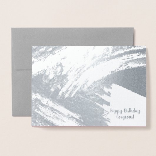 Modern Abstrakt Brush Birthday Real Foil Card Folienkarte (Vorderseite mit Umschlag)