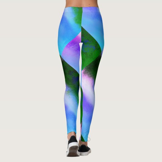 MODERN abstrakt gezeichnet blau-lila-grün-mosaik Leggings (Rückseite)