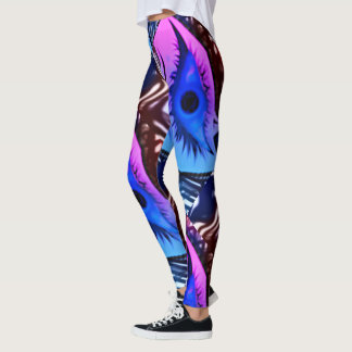 MODERN abstrakt gezeichnet blau-lila-rosa-mosaik Leggings