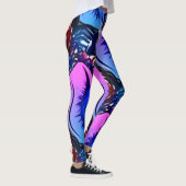 MODERN abstrakt gezeichnet blau-lila-rosa-mosaik Leggings (Rechts)