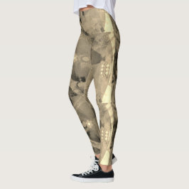 MODERN abstrakt gezeichnet hellbraun-goldschwarz - Leggings