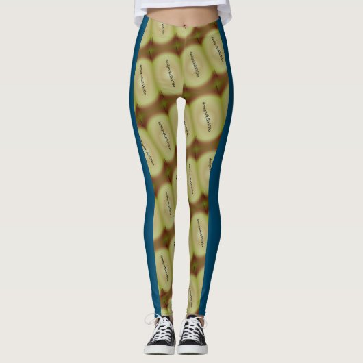 MODERN abstrakt gezeichnet in Blau-Gelb-Braun Leggings (Vorderseite)