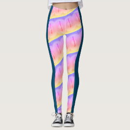 MODERN abstrakt gezeichnet in Blau-Gelb-Rosa Leggings