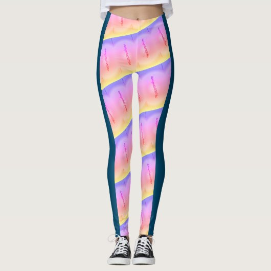 MODERN abstrakt gezeichnet in Blau-Gelb-Rosa Leggings (Vorderseite)